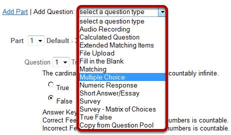 Add a new questions of the type Multiple Choice.