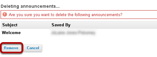 Confirm deletion message.