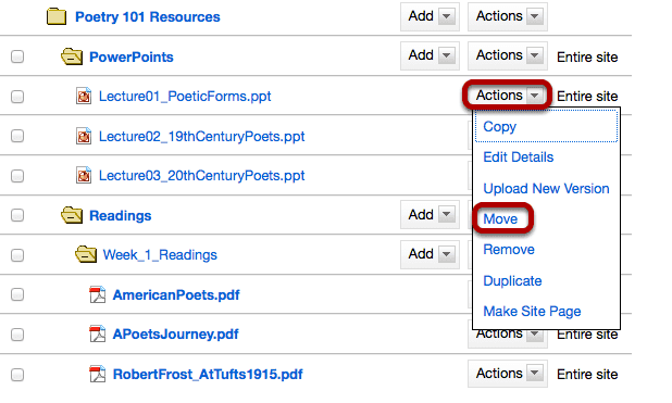 Method 2: Click Actions, then Move.
