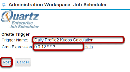 Enter a name and Cron expression and click Post.
