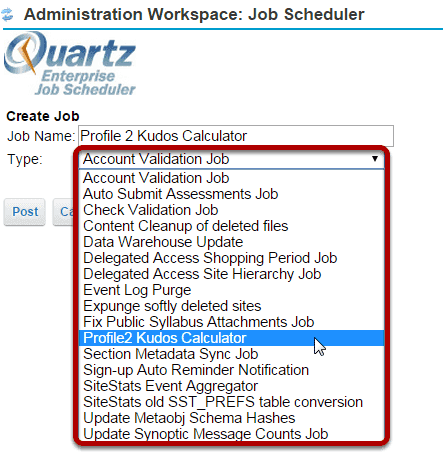 Select the job type from the drop-down menu.