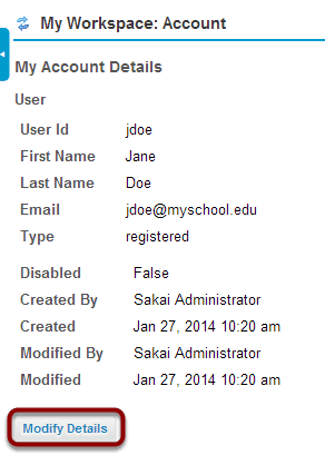 Modifying account details.