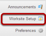 To access this tool, click Worksite Setup from the Tool Menu in My Workspace.